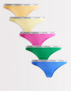 �J���o���N���C�� ���f�B�[�X �A���_�[�E�F�A �u���[�t�p���c ���S Calvin Klein Icon Logo 5 pack thongs/yellow/orange/blue/pink MARDI GRAS GREEN/REL �O���[��