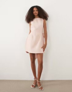 �e�B�G�t�G�k�V�[ ���f�B�[�X �g�b�v�X �����s�[�X A ���C�� �~�j TFNC boucle low back oversized bow a line mini dress pastel pink �s���N