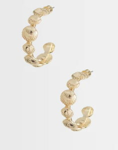 �G�C�\�X ���f�B�[�X �A�N�Z�T���[ �s�A�X�E�C�������O �~�j ASOS DESIGN small hoops with mini-shell design tone GOLD �S�[���h