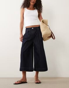 �G�C�\�X ���f�B�[�X �{�g���X �J�W���A���p���c ���C�h���b�O �f�j�� ASOS DESIGN wide leg denim culottes indigo INDIGO �C���f�B�S