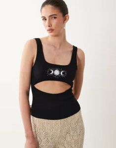 �G�C�\�X ���f�B�[�X �g�b�v�X �^���N�g�b�v �J�b�g�A�E�g ASOS DESIGN cut out detail scoop neck and back tank top Black �u���b�N