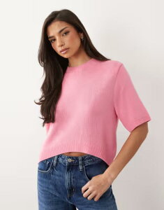 �G�C�\�X ���f�B�[�X �A�E�^�[ �j�b�g�E�Z�[�^�[ ASOS DESIGN knit curved hem sweater pink �s���N
