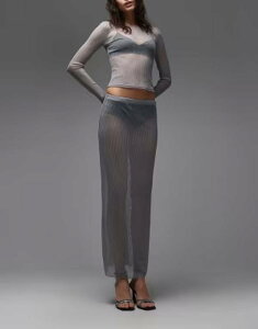 �G�C�\�X ���f�B�[�X �{�g���X�J�[�g �Z�~�V�A�[ �g�[�� �V�A�[ �j�b�g �}�L�V ASOS DESIGN semi sheer metallic knit maxi skirt - part of a set Silver �V���o�[