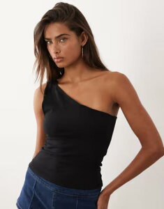 �O�b�h�A�����J�� ���f�B�[�X �g�b�v�X �x�X�g Good American super stretch one shoulder top black �u���b�N