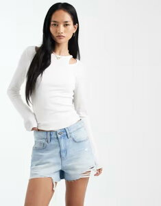 �R�b�g���I�� ���f�B�[�X �{�g���X �n�[�t�p���c�E�V���[�c �V���[�g�p���c �f�j�� Cotton original denim shorts in laurel BLUE �u���[