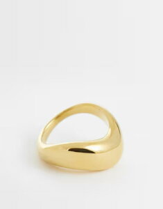 �G�C�\�X ���f�B�[�X �A�N�Z�T���[ �����O T�V���c ASOS DESIGN waterproof stainlessteel ring with clean wave design tone GOLD �S�[���h