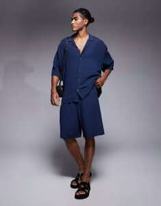 �G�C�\�X �����Y �{�g���X �n�[�t�p���c�E�V���[�c �V���[�g�p���c ASOS DESIGN shorts in long length - part of a set NAVY �l�C�r�[