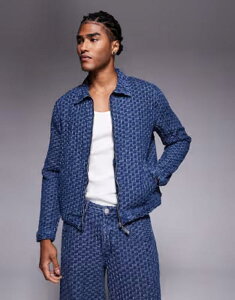 ���L���[���A���h�|�[�J�[ �����Y �A�E�^�[ �W���P�b�g�E�u���]�� �f�j�� Liquor N Poker zip up denim jacket in bubble blue - part of a set MID BLUE �u���[