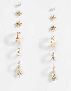 �A�N�Z�T���C�Y ���f�B�[�X �A�N�Z�T���[ �s�A�X�E�C�������O Accessorize pack of 6 rhinestone flower earrings tone GOLD �S�[���h