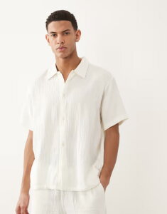 �W���b�N �A���h �W���[���Y �����Y �g�b�v�X �V���c Jack & Jones textured shirt in cream - part of a set Cloudancer �N���[��