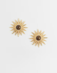 �G�C�\�X ���f�B�[�X �A�N�Z�T���[ �s�A�X�E�C�������O ASOS DESIGN sun earrings with faux tigers eye stones tone Multi �}���`�J���[
