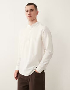 �W���b�N �A���h �W���[���Y �����Y �g�b�v�X �V���c ���l�� Jack & Jones linen blend overhead shirt White �z���C�g