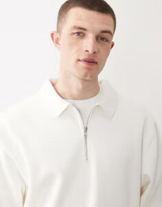 �G�C�\�X �����Y �A�E�^�[ �p�[�J�[�E�X�E�F�b�g �V���c ASOS DESIGN relaxed 1/4 zip sweatshirt with collar in ecru Coconut milk �G�N����