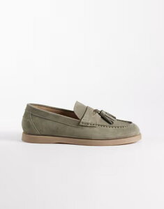 �G�C�\�X �����Y �V���[�Y �X���b�|���E���[�t�@�[ �X�G�[�h ASOS DESIGN tasseloafers-green suede Khaki �J�[�L