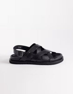 �G�C�\�X �����Y �V���[�Y �T���_�� ���U�[ ASOS DESIGN cross over strap sandals with buckle detailing leather Black �u���b�N