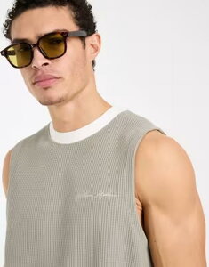 �G�C�\�X �����Y �g�b�v�X �x�X�g ASOS DESIGN super heavyweight relaxed tank top with chest signature in sage DRIED SAGE �Z�[�W
