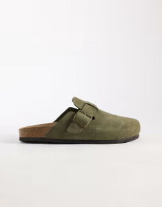 �G�C�\�X �����Y �V���[�Y �T���_�� �X�G�[�h ASOS DESIGN mule sandals with cork soles in sage bonded suede SAGE �Z�[�W
