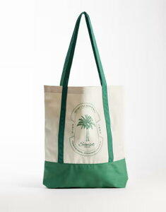 �W���b�N �A���h �W���[���Y �����Y �o�b�O �v�����g Jack & Jones canvas tote bag with palm tree print & Beige Palm �x�[�W��