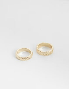 �G�C�\�X �����Y �A�N�Z�T���[ �����O ASOS DESIGN 2 pack molten texture band ringOLD �S�[���h