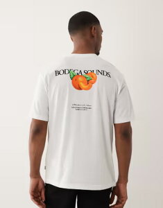 �I�����[�A���h�T���Y �����Y �g�b�v�X T�V���c �v�����g ONLY & SONS oversized t-shirt with Bodega Sounds back and chest print Bright White �z���C�g