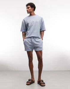 �G�C�\�X �����Y �{�g���X �n�[�t�p���c�E�V���[�c �V���[�g�p���c �W���[�W�[ ASOS DESIGN slim crosshatch textured jersey shorts in light BLUE �u���[