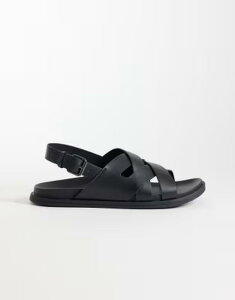 �}���S �����Y �V���[�Y �T���_�� ���U�[ Mango 100% leather crosstrap design sandals with buckle detailing Black �u���b�N