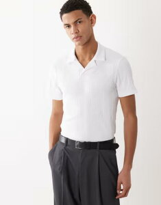 �G�C�\�X �����Y �g�b�v�X �|���V���c ASOS DESIGN muscle fit camp collar polo smart rib WHITE �z���C�g