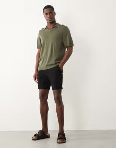 �G�C�\�X �����Y �{�g���X �n�[�t�p���c�E�V���[�c �V���[�g�p���c ASOS DESIGN skinny fit chino shorts in mid length Black �u���b�N