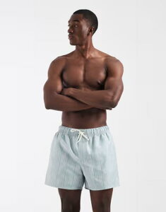 �G�C�\�X �����Y ���� �n�[�t�p���c�E�V���[�c �V���[�g�p���c ASOS DESIGN swim shorts in short length with abstract stripe LIGHT BLUE �u���[