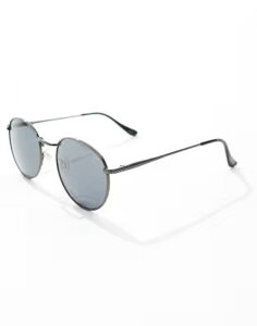 �G�C�\�X �����Y �A�N�Z�T���[ �T���O���X�E�A�C�E�F�A ASOS DESIGN round 90sunglasses with smoke lens and metal frame in gunmetal Gray �O���[