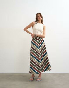 �g�b�v�V���b�v ���f�B�[�X �{�g���X�J�[�g �}�L�V Topshop elastic waist full circle maxi skirt in multi stripe - part of a set Multi �}���`�J���[
