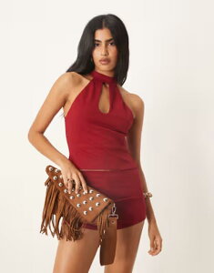 �G�C�\�X ���f�B�[�X �g�b�v�X �^���N�g�b�v �z���^�[ ASOS DESIGN keyhole halterneck top - part of a set Burgundy �o�[�K���f�B