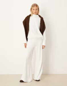 �G�C�\�X ���f�B�[�X �{�g���X �J�W���A���p���c ���C�h���b�O ASOS DESIGN Supersoft wide leg pants in winter WHITE �z���C�g