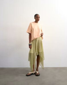 �g�b�v�V���b�v ���f�B�[�X �{�g���X�J�[�g Topshop handkerchief hem skirt stripes Lime ���C��