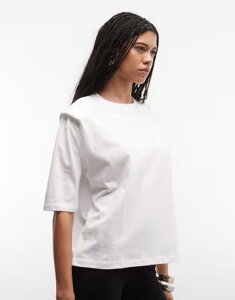 �G�C�\�X ���f�B�[�X �g�b�v�X T�V���c ���M�����[�t�B�b�g ASOS DESIGN regular fitee with sharp shoulder padetail WHITE �z���C�g