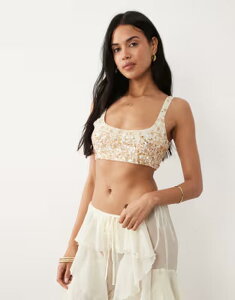 �~�X�Z���t�t���b�W ���f�B�[�X �g�b�v�X �V���c �X�p���R�[�� Misselfridge premium sequined beach bra top in cream and CREAM �N���[��