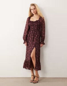 �~�X�Z���t�t���b�W ���f�B�[�X �g�b�v�X �����s�[�X �h�b�g�� �h�b�g �}�L�V Misselfridge corset maxi dress in wine polka dot Spot ���C��