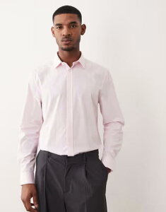�G�C�\�X �����Y �g�b�v�X �V���c ���M�����[�t�B�b�g ASOS DESIGN regular fit poplin stripedresshirt and PINK �s���N