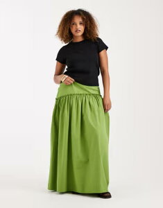 �G�C�\�X ���f�B�[�X �{�g���X�J�[�g �A�V�����g���[ �}�L�V ASOS Curve ASOS DESIGN Curve asymmetric dropped waist maxi skirt green �O���[��