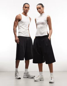 �R���[�W���� ���f�B�[�X �{�g���X �n�[�t�p���c�E�V���[�c COLLUSION Unisex tailored jorts Black �u���b�N