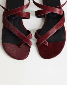 �g�b�v�V���b�v ���f�B�[�X �V���[�Y �T���_�� ���U�[ Topshop Erika flat sandals hair in realeathered pony ���b�h