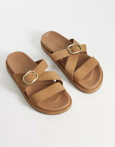 �m�[�o�f�B�[�Y �`���C���h ���f�B�[�X �V���[�Y �T���_�� �X�G�[�h Nobody's Child real suede cross over buckle detail sandals in tan BROWN �u���E��