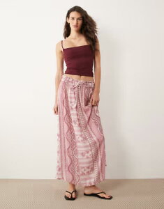 �~�X�Z���t�t���b�W ���f�B�[�X �{�g���X�J�[�g �v�����g �}�L�V Misselfridge cheesecloth maxi circle skirt in tile print Pink tile print �s���N