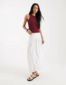 �G�C�\�X ���f�B�[�X �{�g���X�J�[�g �}�L�V ASOS DESIGN dropped waist bubble maxi skirt white �z���C�g