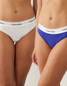 �J���o���N���C�� ���f�B�[�X �A���_�[�E�F�A �u���[�t�p���c �R�b�g�� Calvin Klein Icon Cotton Modal 2 pack thongs/blue White/Blue River Fog �z���C�g