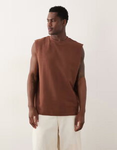 �G�C�\�X �����Y �g�b�v�X �x�X�g ASOS DESIGN super heavyweight oversized tank texture Root beer �u���E��