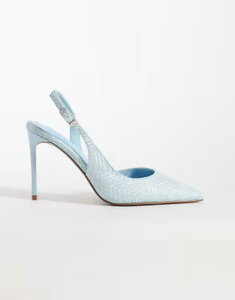 �G�C�\�X ���f�B�[�X �V���[�Y �q�[�� ASOS DESIGN Polar slingback stiletto higheel shoes BLUE �u���[