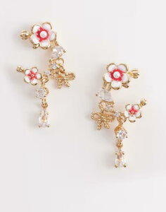 �A���h ���f�B�[�X �A�N�Z�T���[ �s�A�X�E�C�������O ALDO claudiae dainty flower and crystal drop earrings LIGHT PINK �s���N