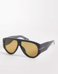 �A���h ���f�B�[�X �A�N�Z�T���[ �T���O���X�E�A�C�E�F�A ALDO Kristiianaa chunky aviator sunglasses with gold lens Black/gold multi �u���b�N