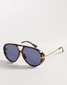 �A���h ���f�B�[�X �A�N�Z�T���[ �T���O���X�E�A�C�E�F�A ALDO eliiana oval aviator sunglasses with tinted lenses in tort BROWN �u���E��